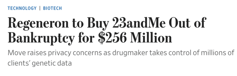 Data Privacy Issues With Regeneron’s Acquisition of 23andMe.com